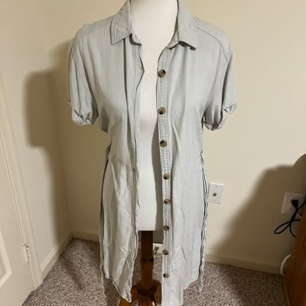 H&M Light Gray Button Down Shirt Dress S